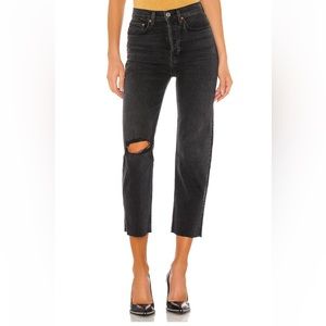 RE/DONE Black wash denim Ultra High Rise StovePipe jeans